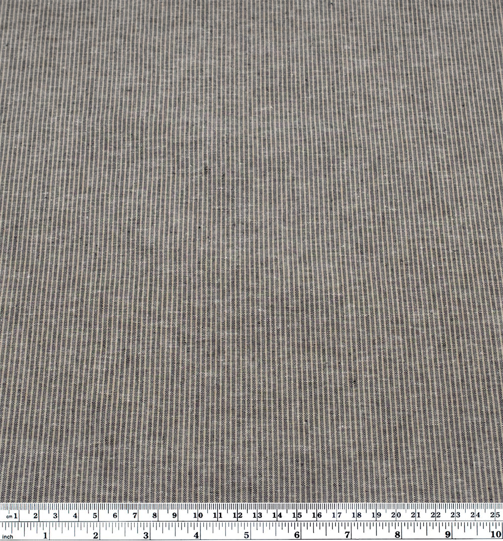 Narrow Stripe Go-To Cotton Linen Blend - Black/Sand | Blackbird Fabrics