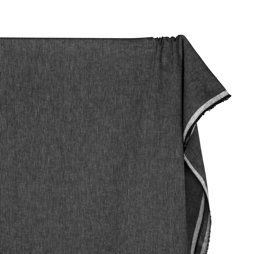 Narrow Stripe Go-To Linen Cotton Blend - Black/Pale Grey | Blackbird Fabrics