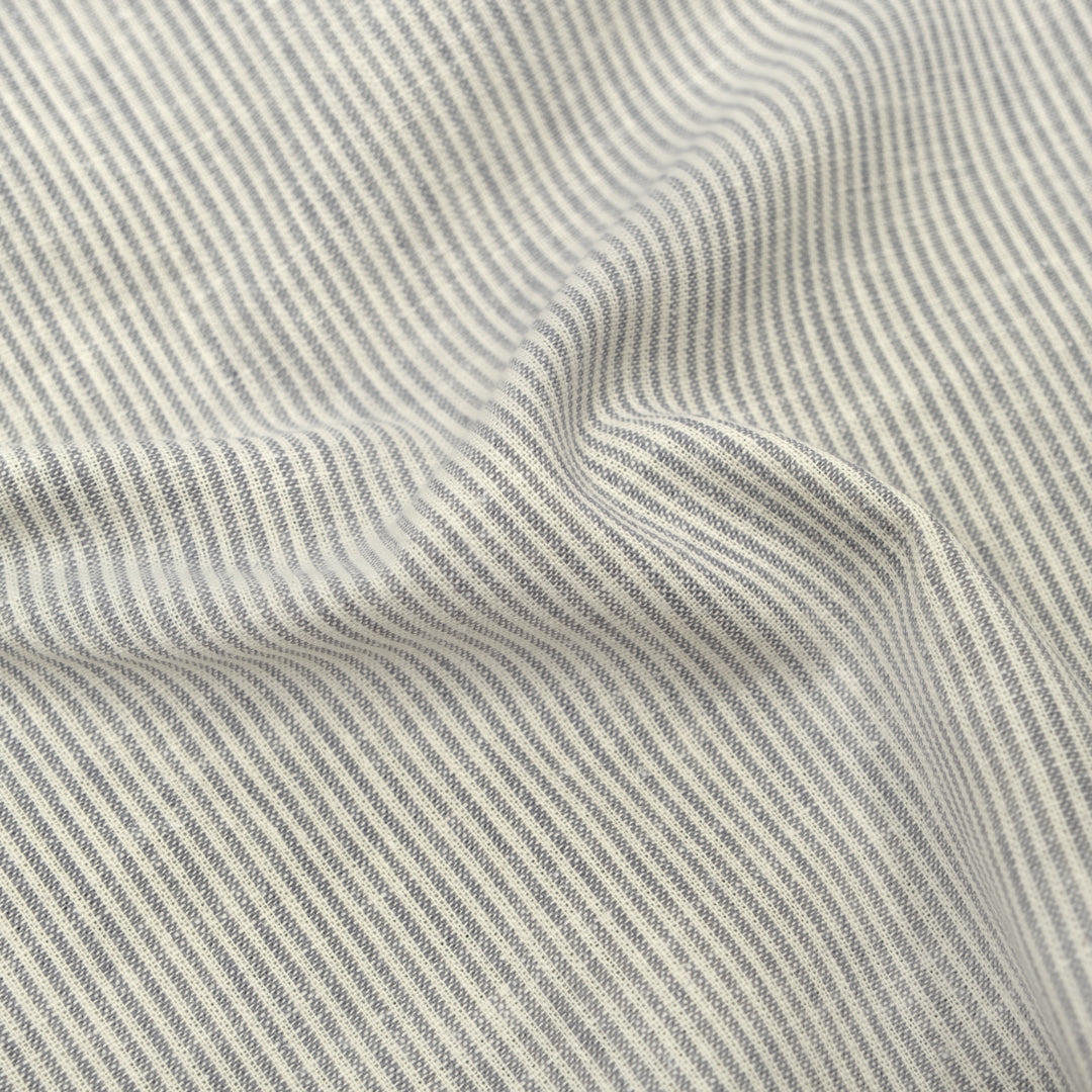 Narrow Stripe Go-To Linen Cotton Blend - Limestone/Pale Grey | Blackbird Fabrics