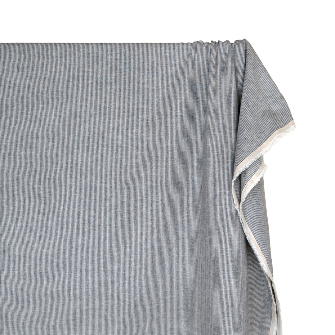 Narrow Stripe Go-To Cotton Linen Blend- Navy/Sand | Blackbird Fabrics