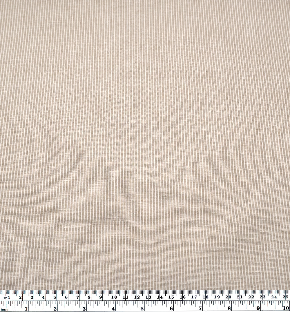Narrow Stripe Go-To Cotton Linen Blend- Ivory/Sand | Blackbird Fabrics