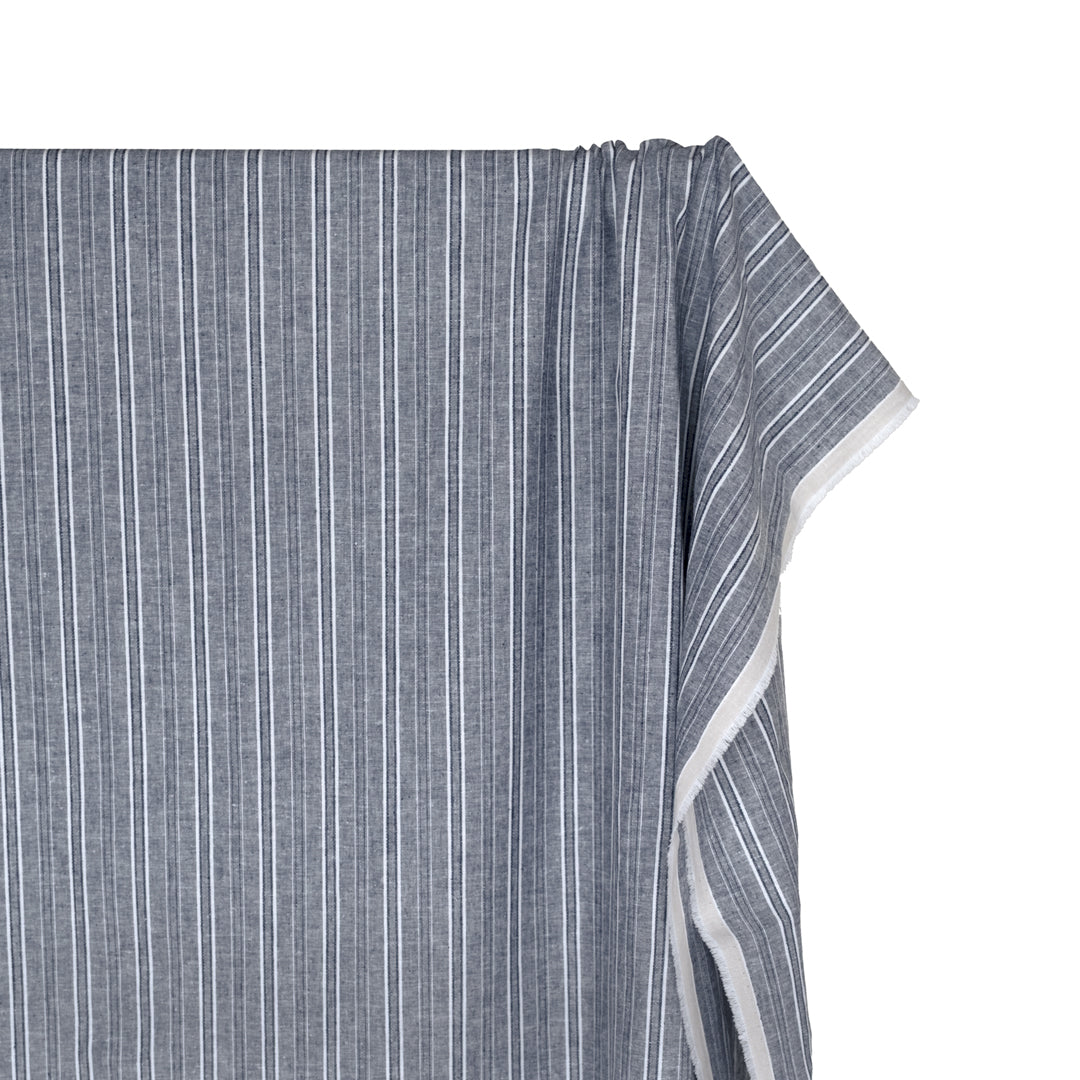 Pillar Stripe Go-To Cotton Linen Blend - Vintage Blue | Blackbird Fabrics