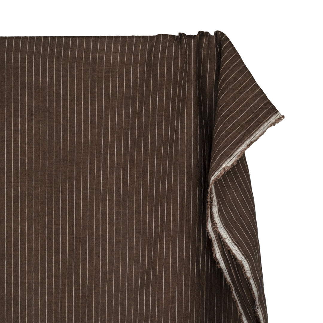 Pinstripe Stonewashed Linen - Mink | Blackbird Fabrics