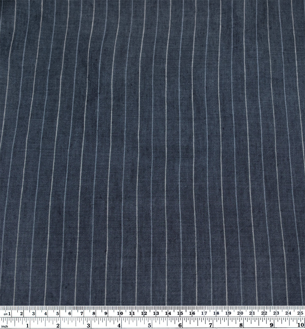 Pinstripe Stonewashed Linen - Vintage Blue | Blackbird Fabrics