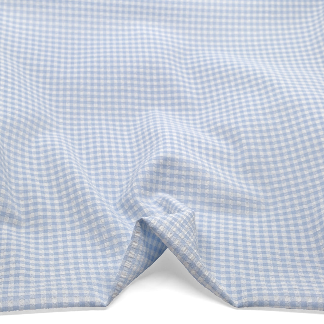Macaron Mini Gingham Seersucker - Cloudy Sky | Blackbird Fabrics