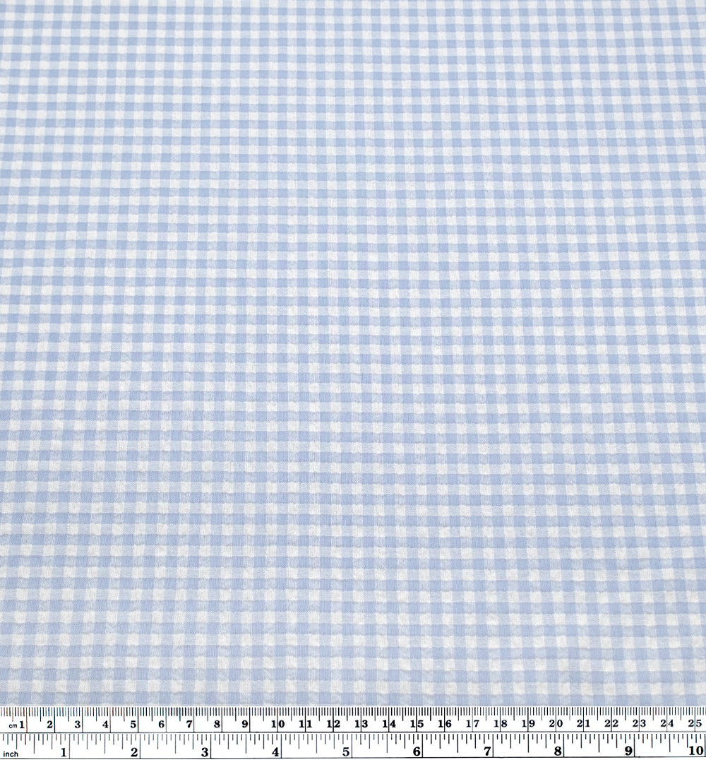 Macaron Mini Gingham Seersucker - Cloudy Sky | Blackbird Fabrics