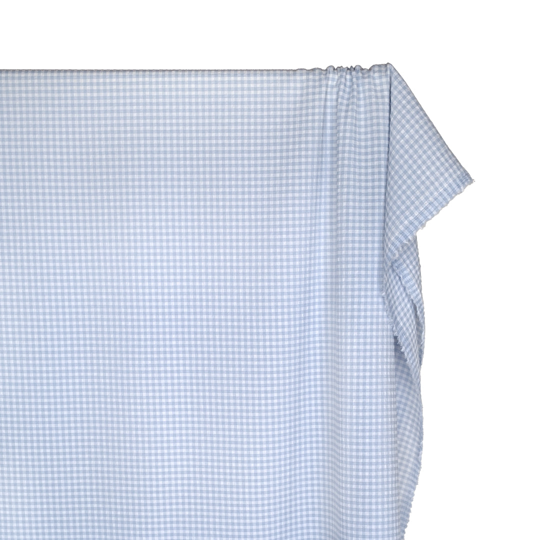 Macaron Mini Gingham Seersucker - Cloudy Sky | Blackbird Fabrics