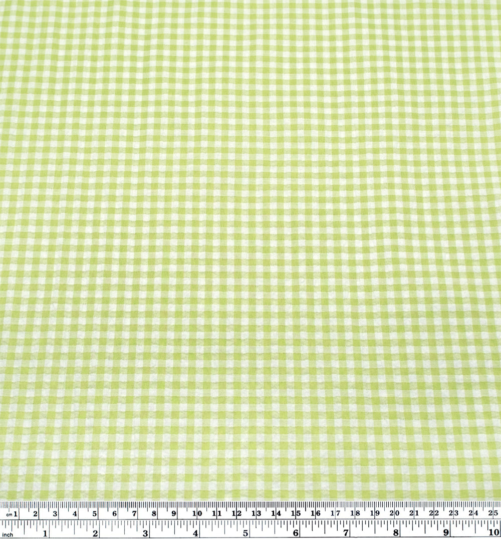 Macaron Mini Gingham Seersucker - Sour Apple | Blackbird Fabrics