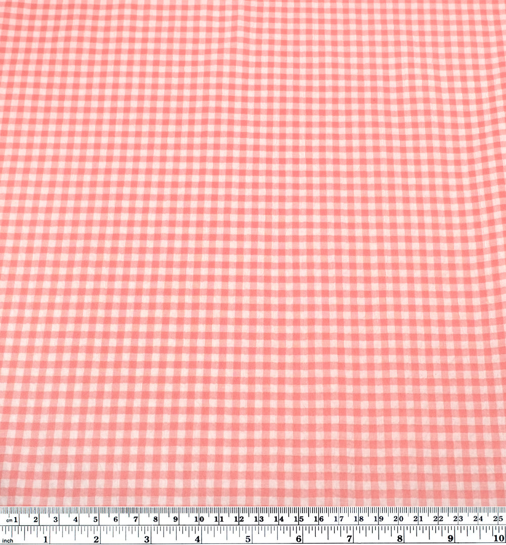 Macaron Mini Gingham Seersucker - Bubblegum | Blackbird Fabrics