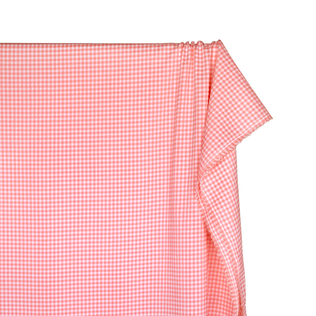 Macaron Mini Gingham Seersucker - Bubblegum | Blackbird Fabrics