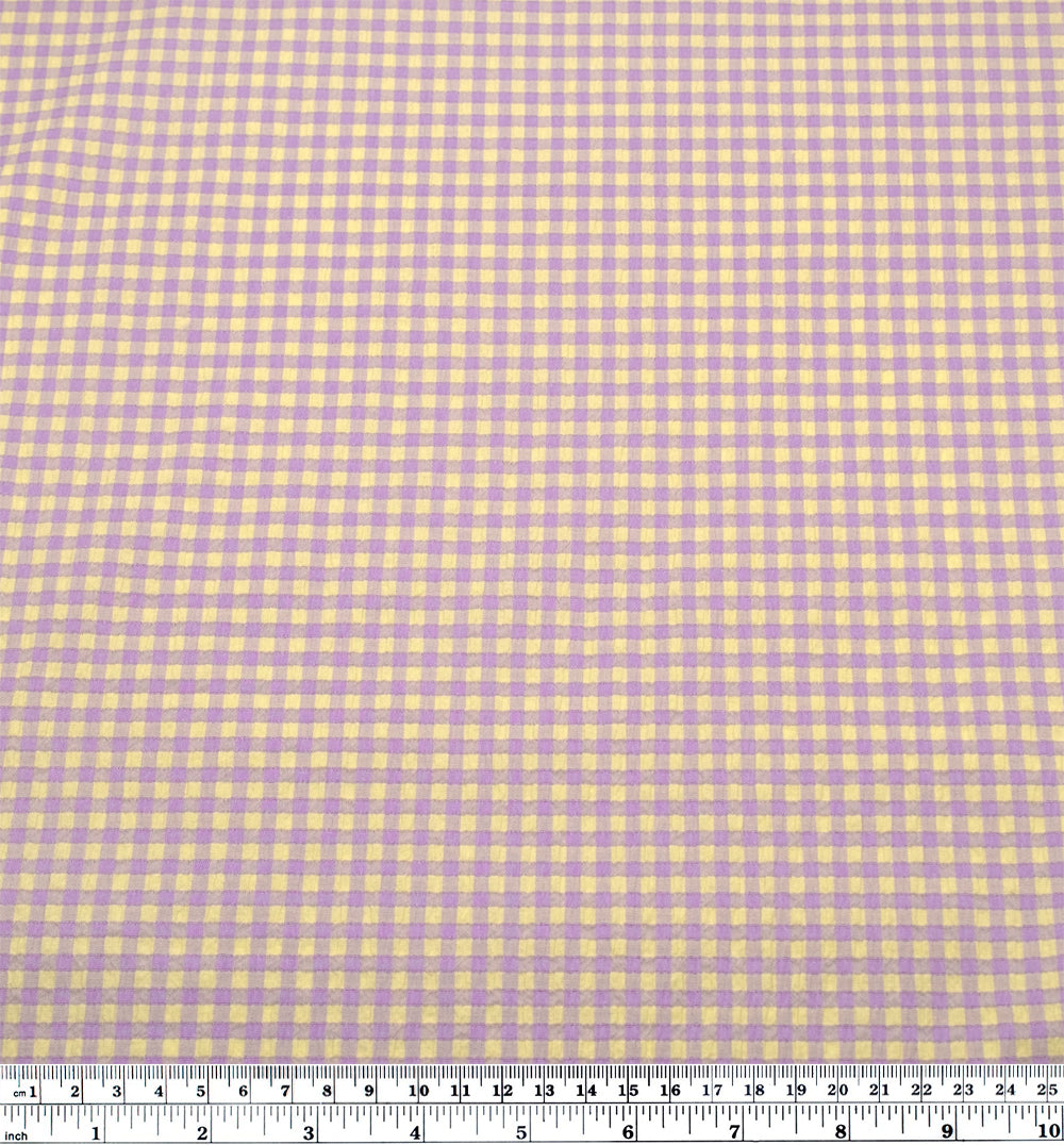 Macaron Mini Gingham Seersucker - Lemon Square | Blackbird Fabrics