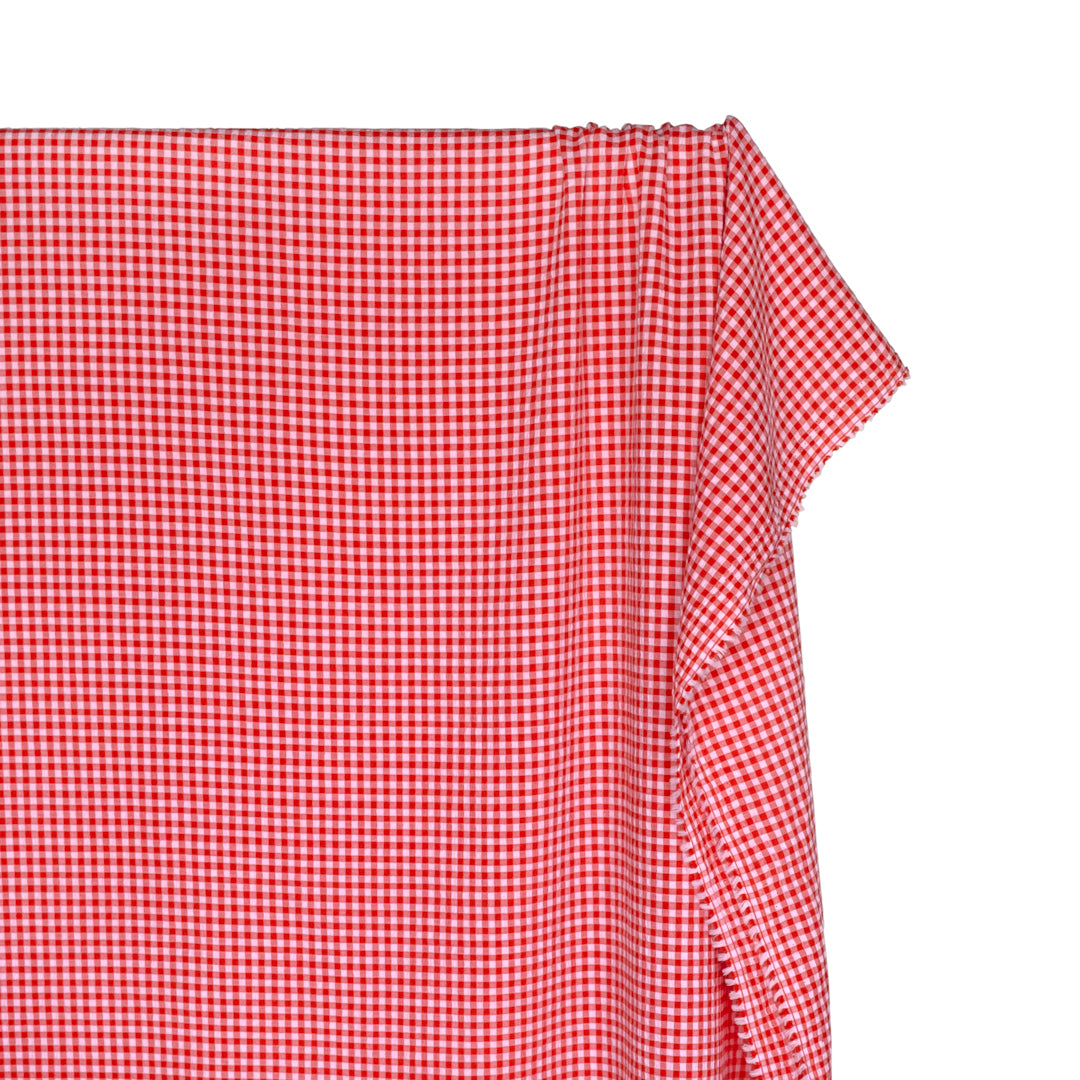 Macaron Mini Gingham Seersucker - Strawberry Shortcake | Blackbird Fabrics