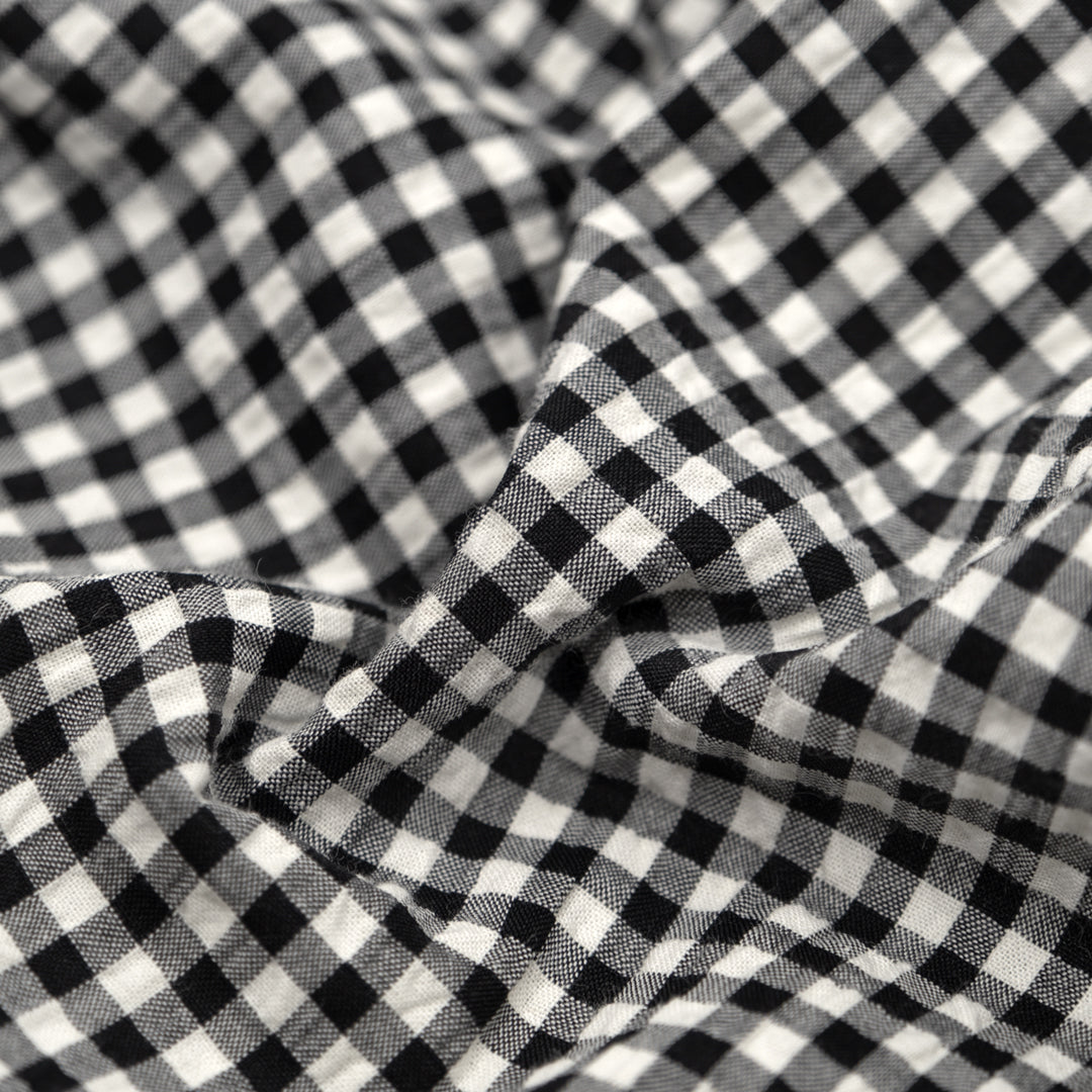 Macaron Mini Gingham Seersucker - Black Liquorice | Blackbird Fabrics