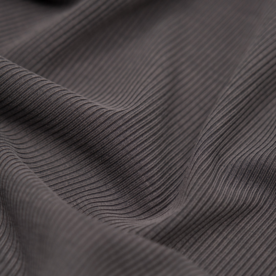 Modal Blend Micro Rib Knit - Pewter | Blackbird Fabrics