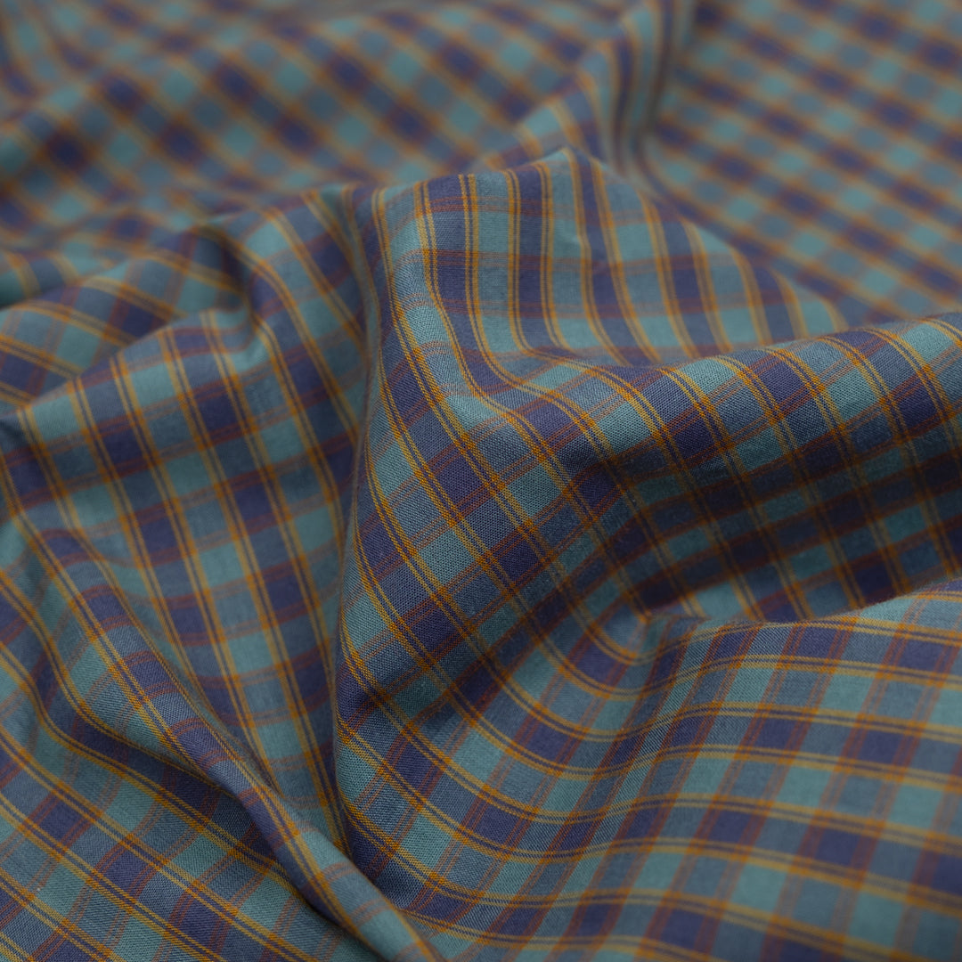 Alchemy Plaid Cotton Shirting - Ocean Mist/Blueberry/Ochre | Blackbird Fabrics