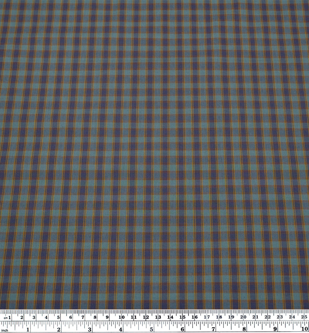 Alchemy Plaid Cotton Shirting - Ocean Mist/Blueberry/Ochre | Blackbird Fabrics