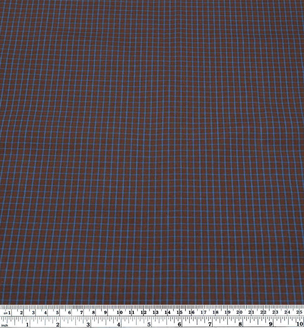 Burrow Plaid Cotton Shirting - Russet/Maroon/Marlin | Blackbird Fabrics