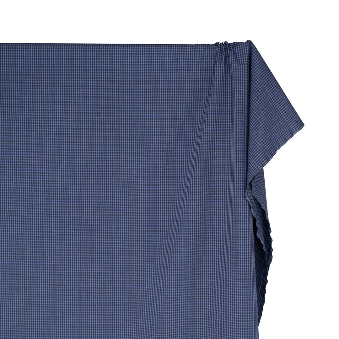 Vista Mini Plaid Cotton Shirting - Dark Denim/Cornflower/Wheat | Blackbird Fabrics