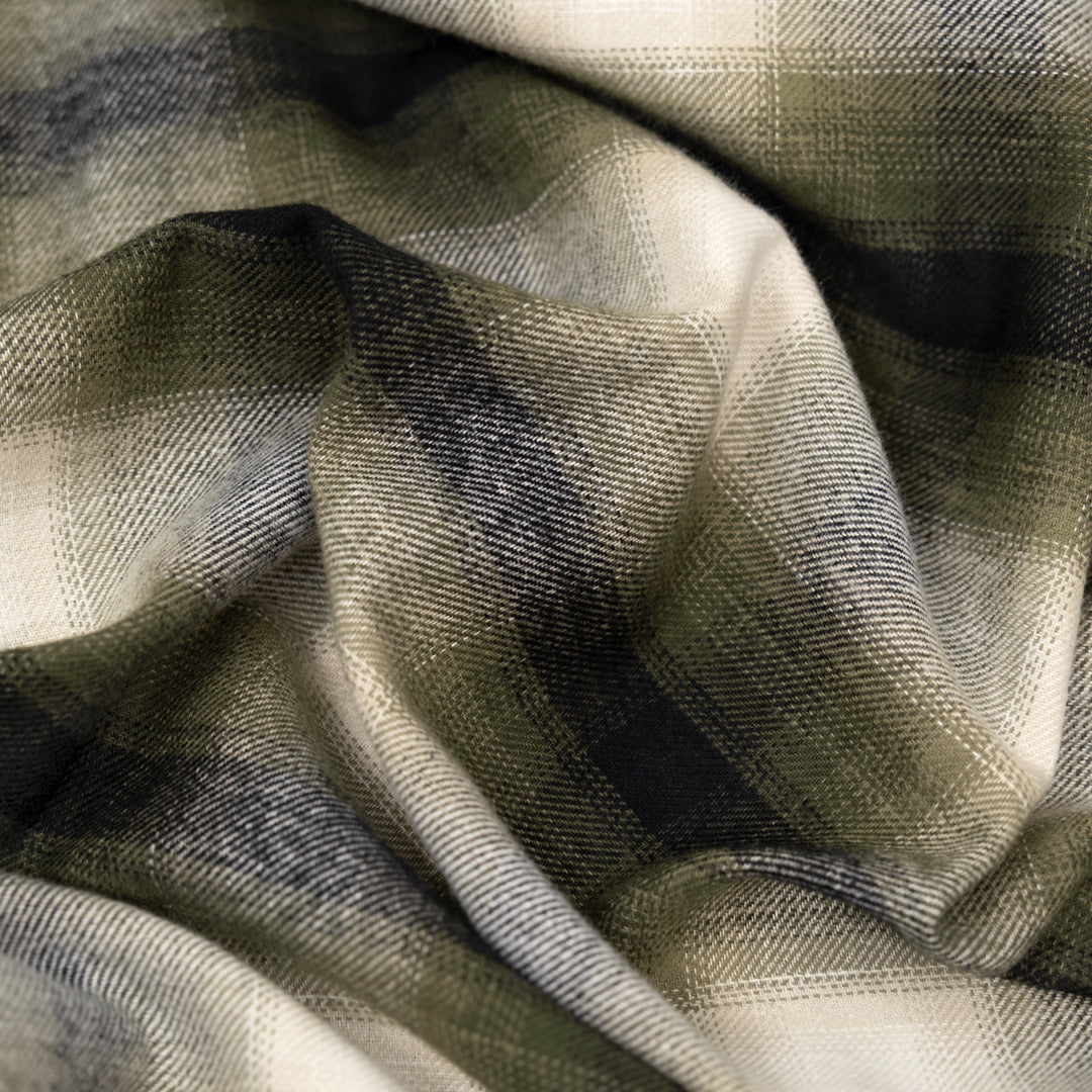 Forester Plaid Cotton Flannel - Ivory/Khaki | Blackbird Fabrics
