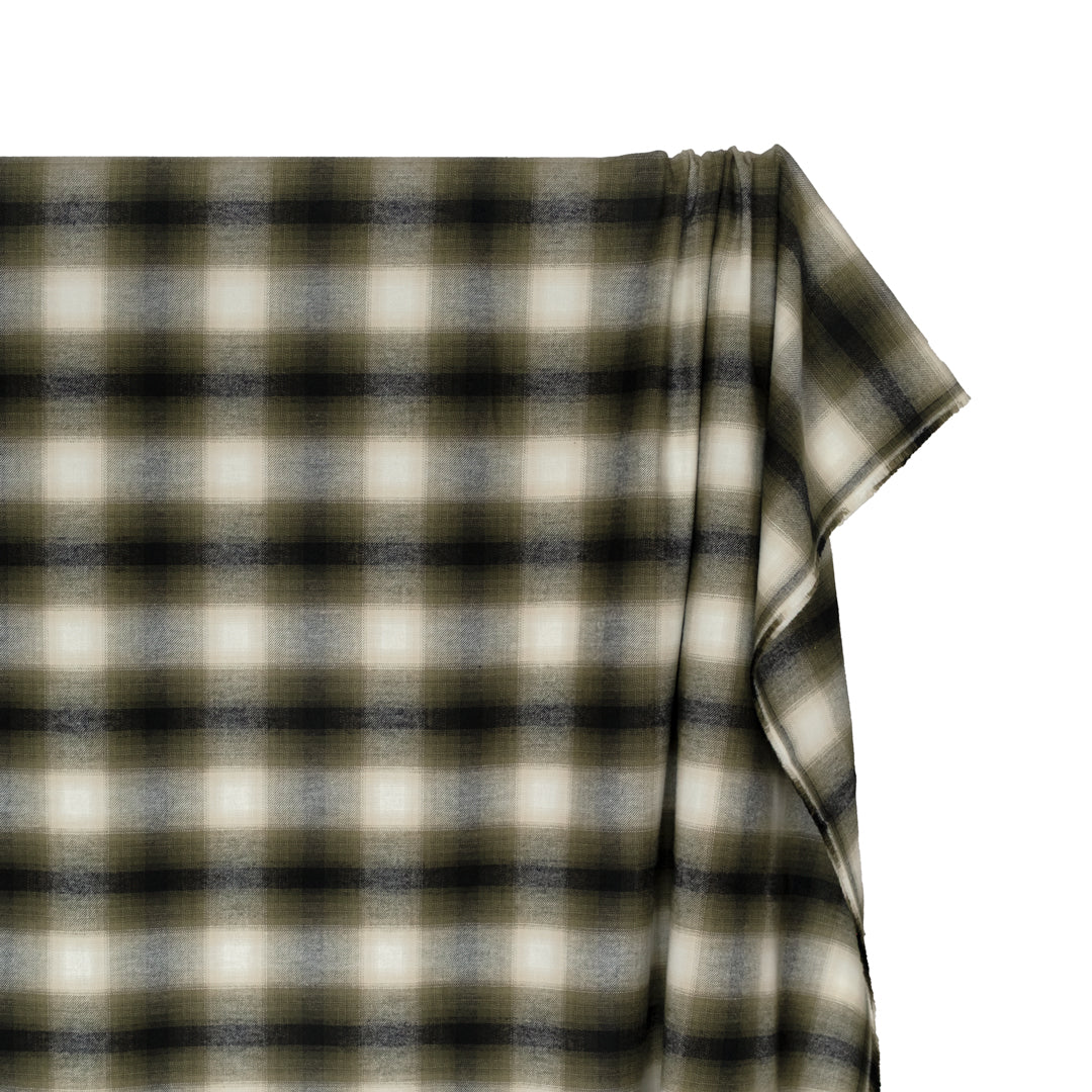 Forester Plaid Cotton Flannel - Ivory/Khaki | Blackbird Fabrics