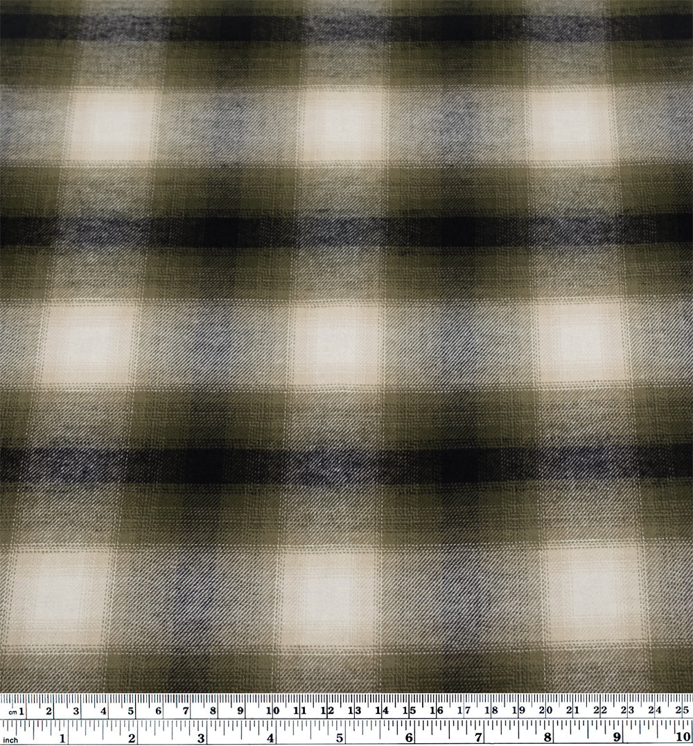 Forester Plaid Cotton Flannel - Ivory/Khaki | Blackbird Fabrics