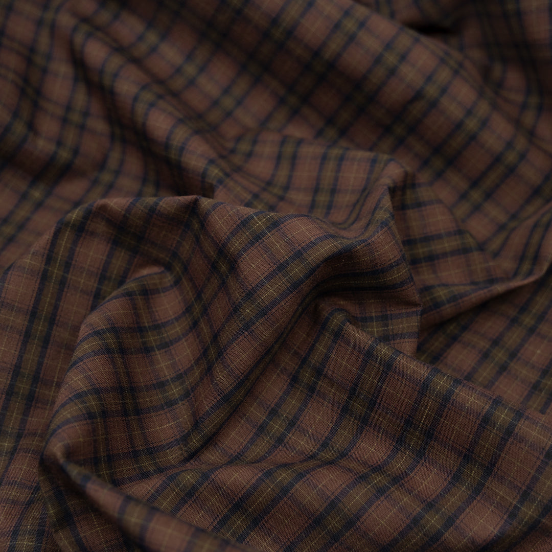Grunge Plaid Cotton Shirting - Deep Mauve/Bark/Ink | Blackbird Fabrics