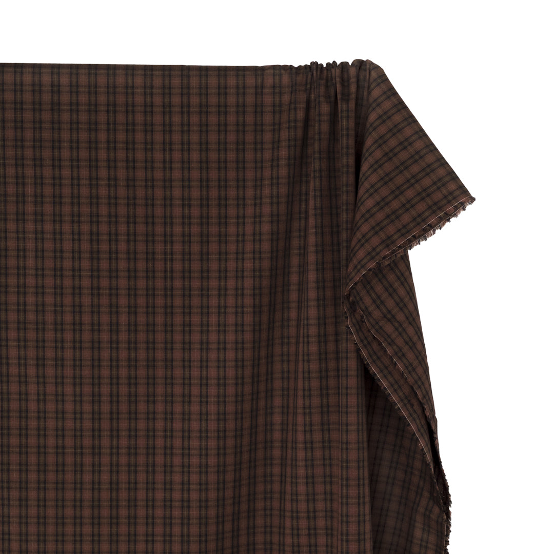 Grunge Plaid Cotton Shirting - Deep Mauve/Bark/Ink | Blackbird Fabrics