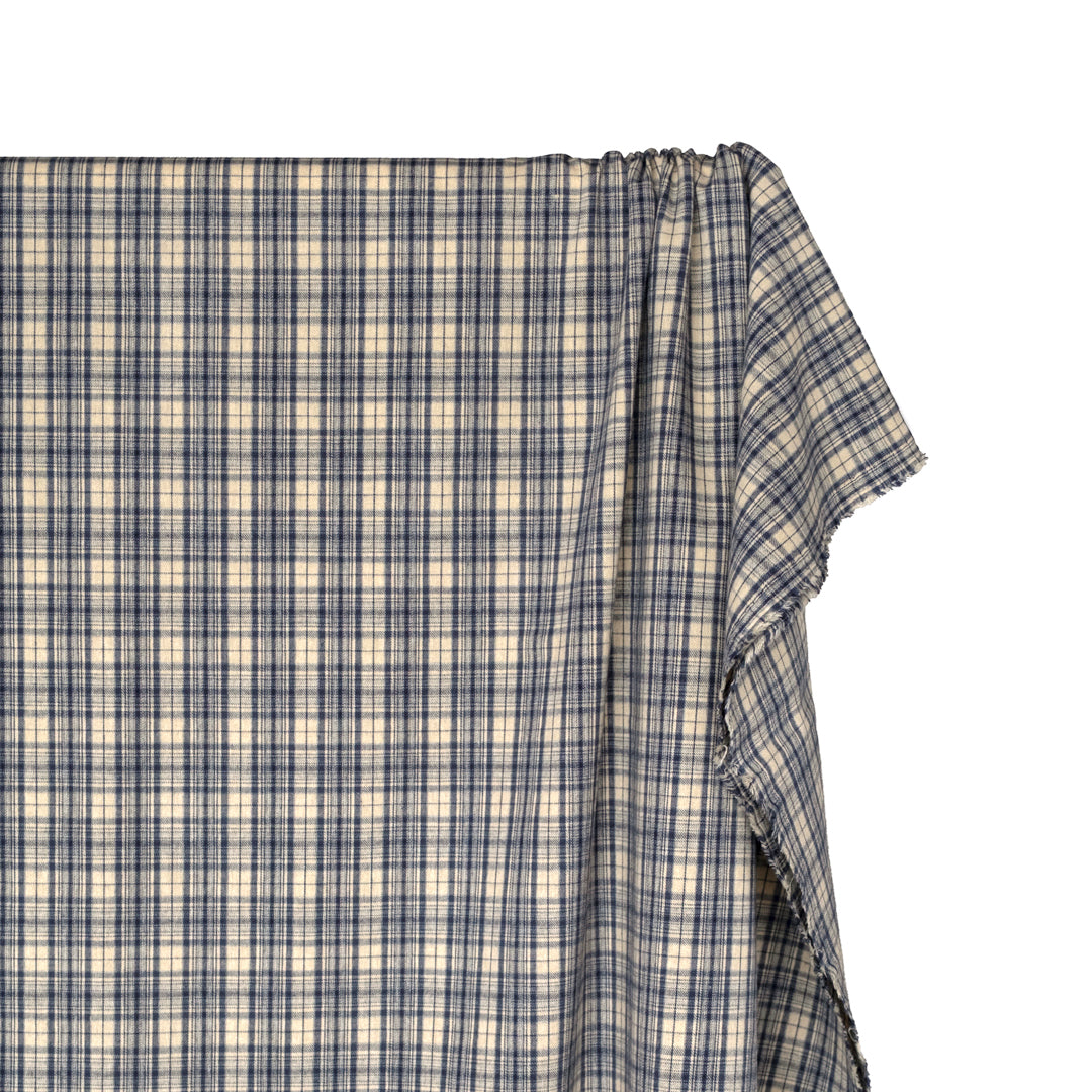 Chalet Plaid Lightweight Flannel - Vanilla/Vintage Blue | Blackbird Fabrics