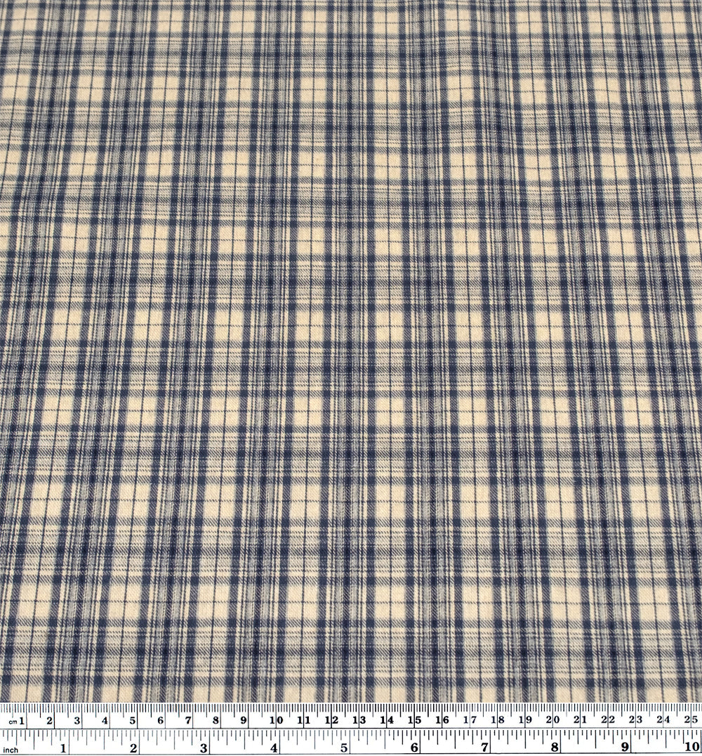 Chalet Plaid Lightweight Flannel - Vanilla/Vintage Blue | Blackbird Fabrics