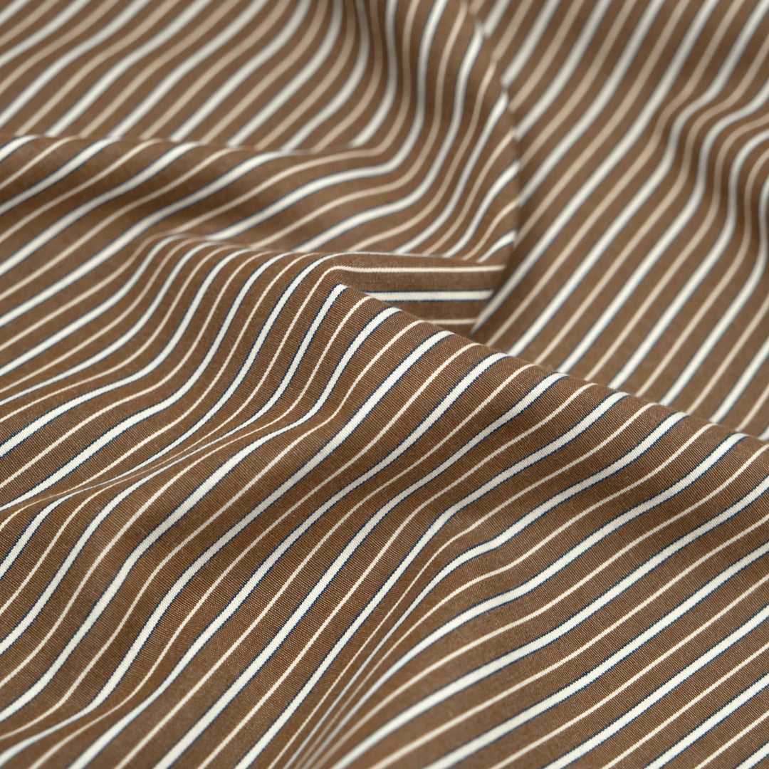 Acre Stripe Brushed Cotton Shirting - Nutshell | Blackbird Fabrics