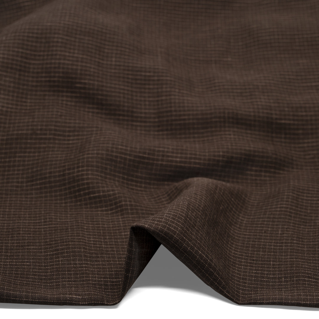 Windowpane Yarn Dyed Linen Cotton - Russet | Blackbird Fabrics