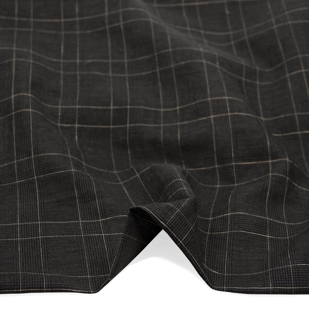 Poet Check Yarn Dyed Linen Cotton - Soot | Blackbird Fabrics