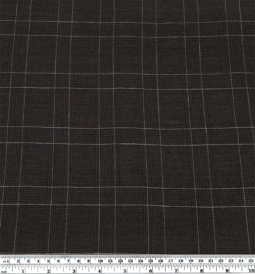 Poet Check Yarn Dyed Linen Cotton - Soot | Blackbird Fabrics