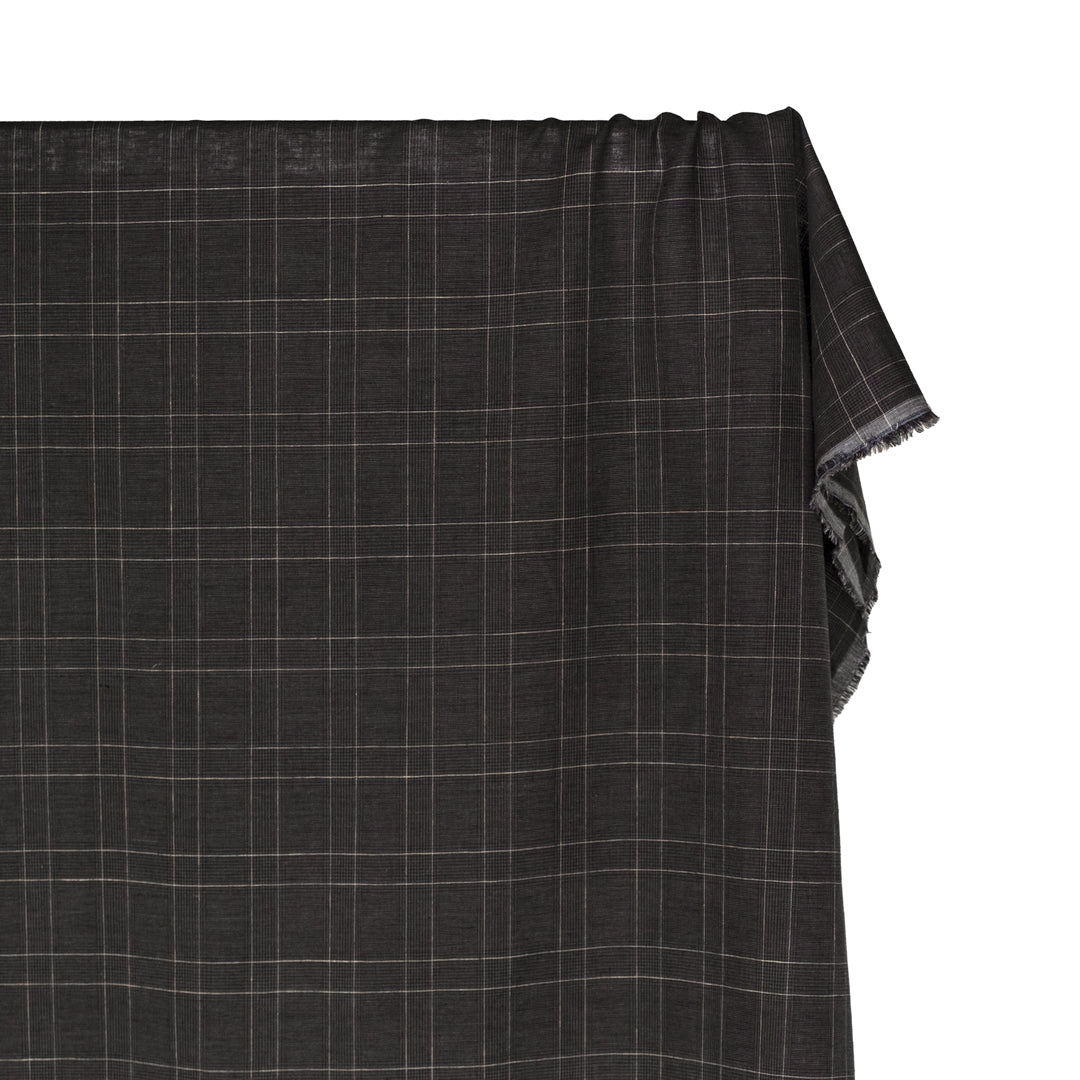 Poet Check Yarn Dyed Linen Cotton - Soot | Blackbird Fabrics