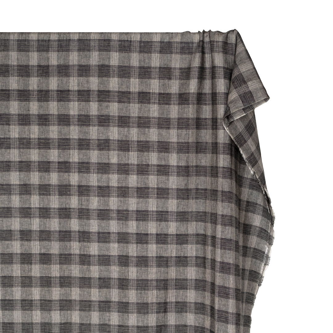 Static Check Yarn Dyed Linen Cotton - Pepper | Blackbird Fabrics