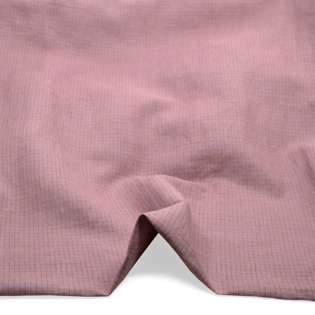 Windowpane Yarn Dyed Linen Cotton - Dusty Lilac/Peach | Blackbird Fabrics