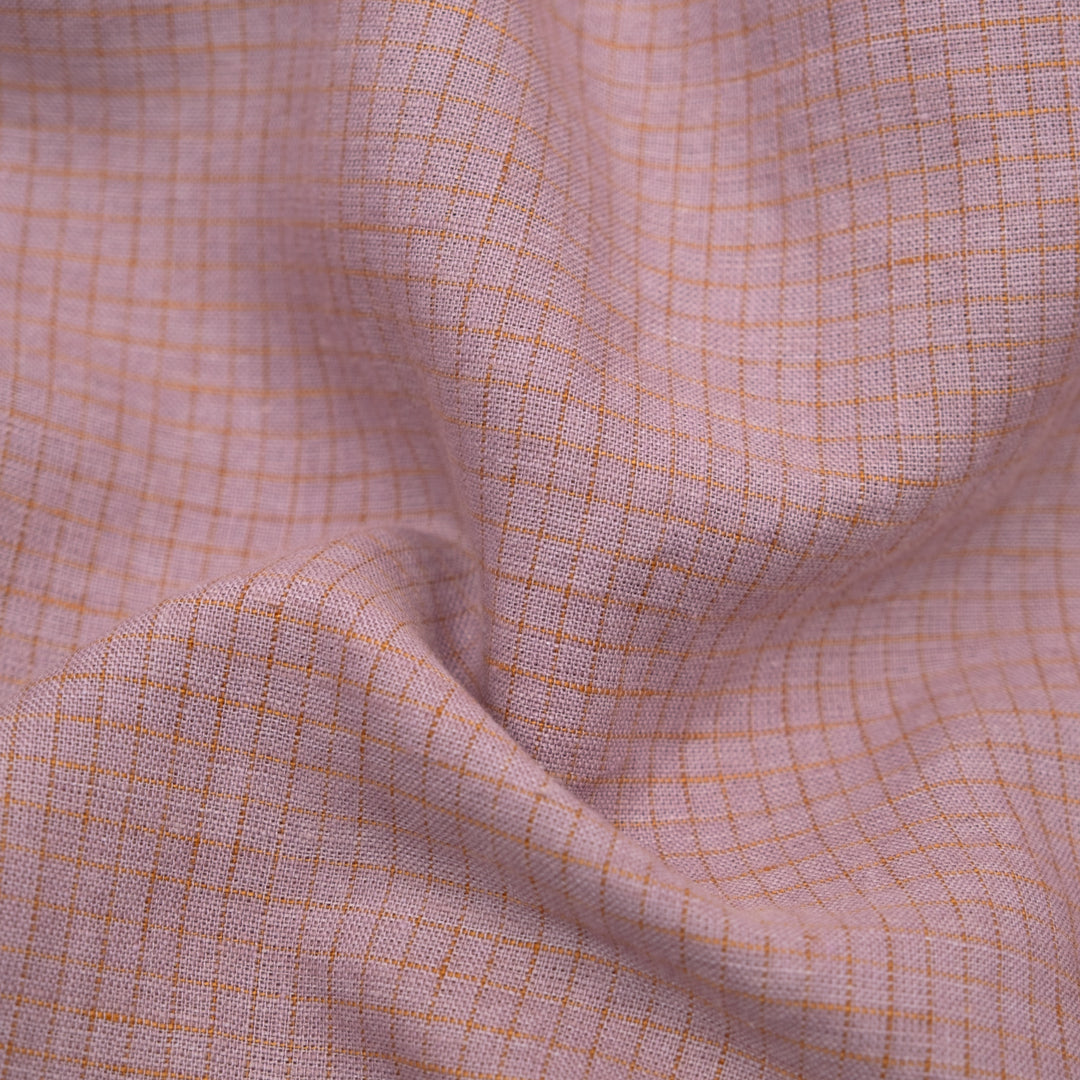 Windowpane Yarn Dyed Linen Cotton - Dusty Lilac/Peach | Blackbird Fabrics