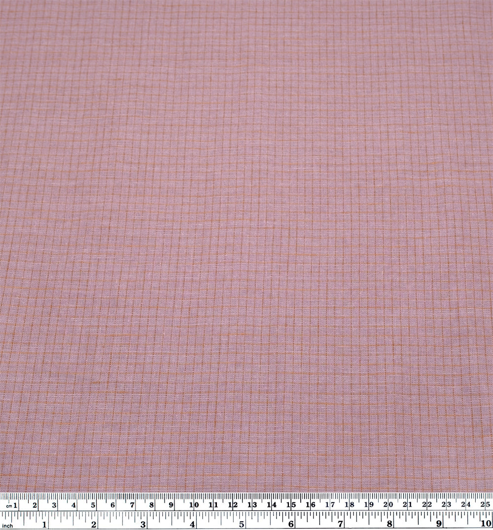Windowpane Yarn Dyed Linen Cotton - Dusty Lilac/Peach | Blackbird Fabrics