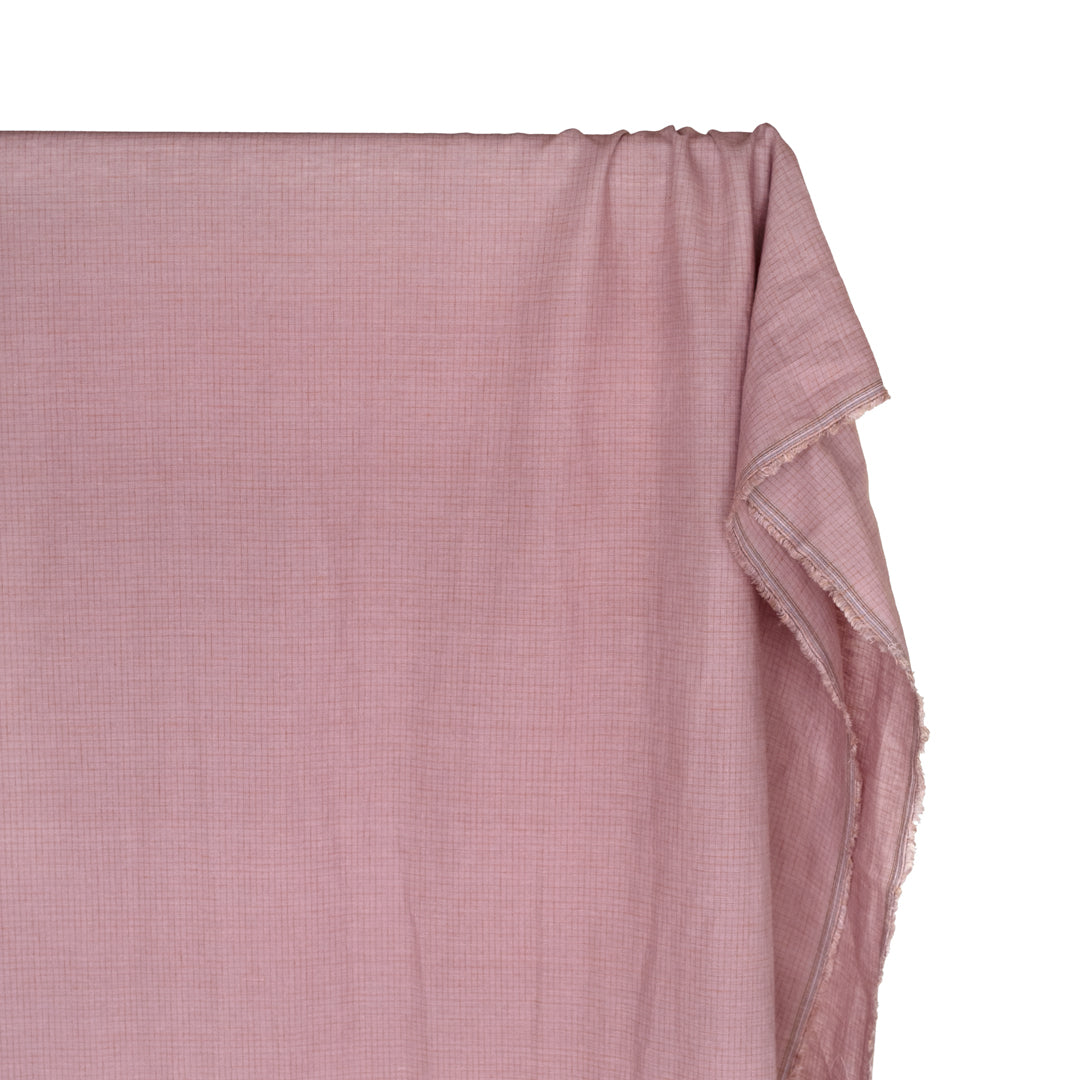 Windowpane Yarn Dyed Linen Cotton - Dusty Lilac/Peach | Blackbird Fabrics