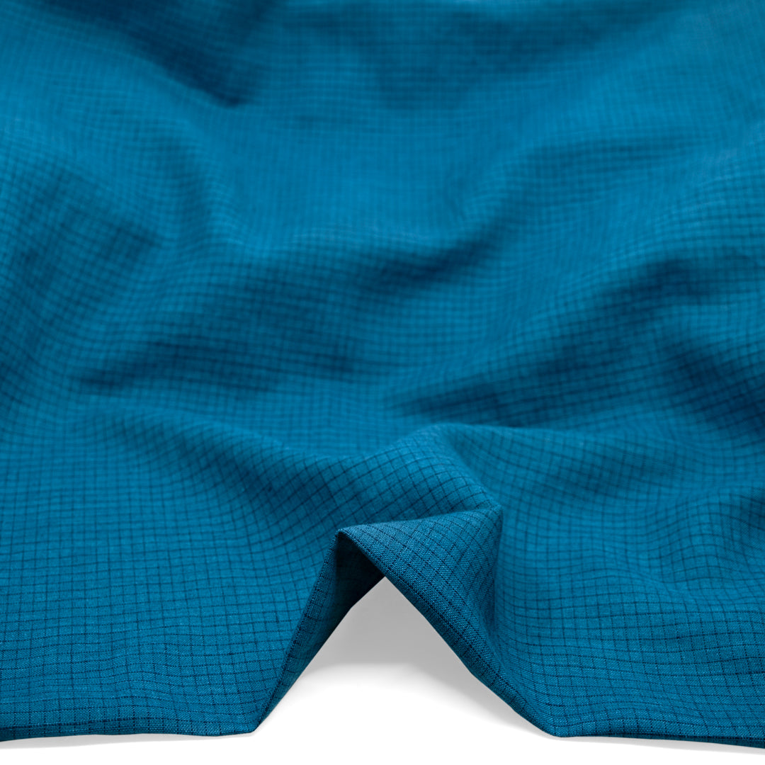 Windowpane Yarn Dyed Linen Cotton - Harbour/Navy | Blackbird Fabrics