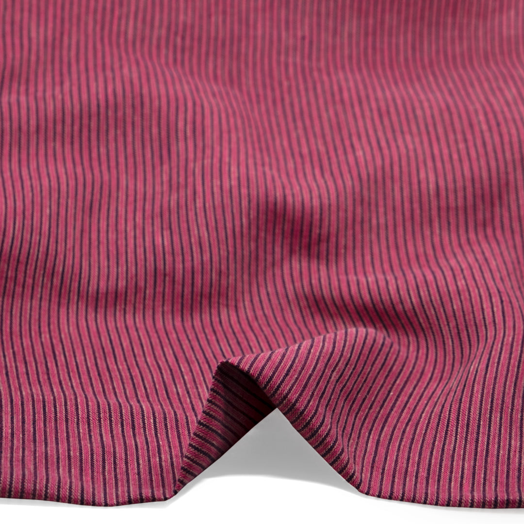 Stripe Yarn Dyed Linen Cotton - Mixed Berry | Blackbird Fabrics