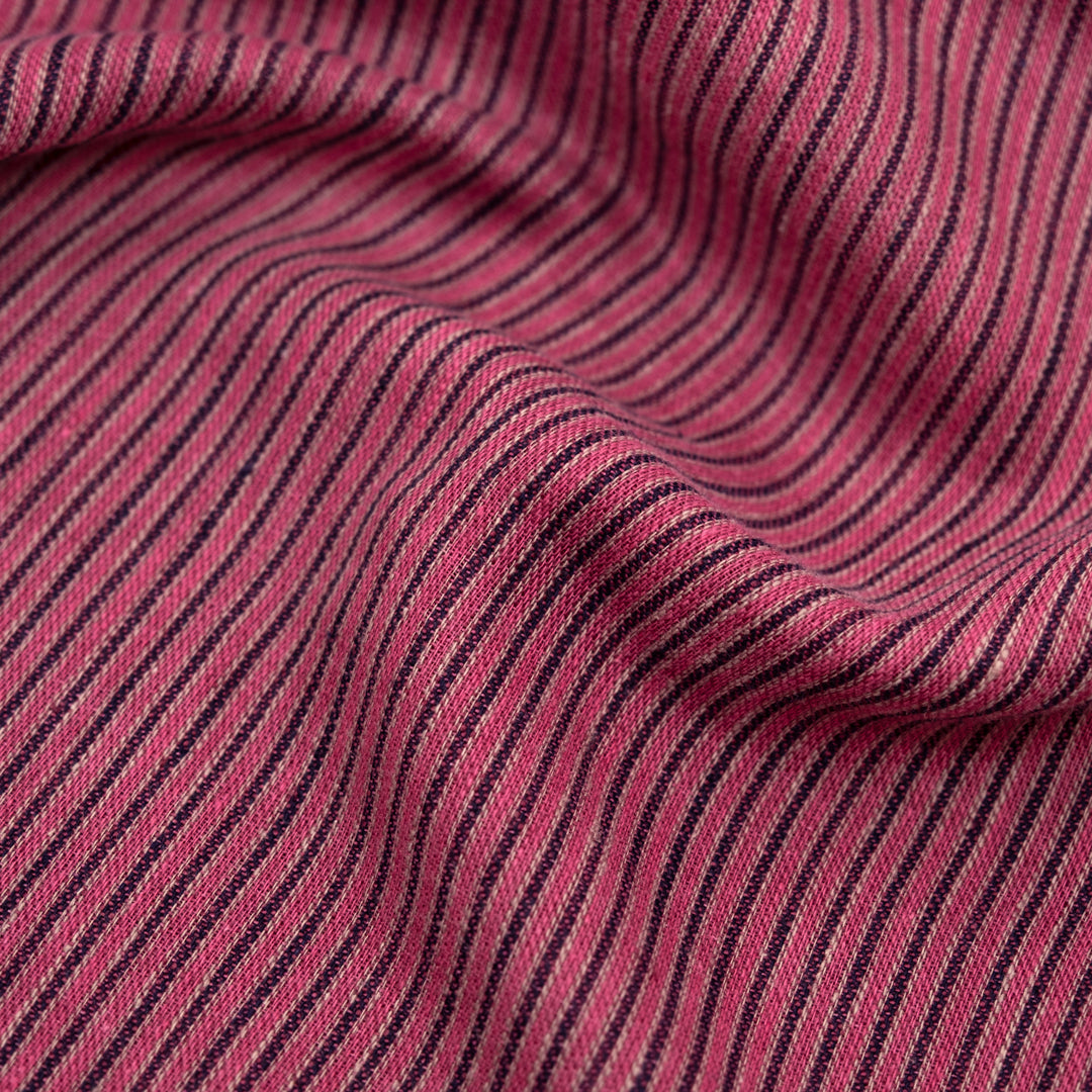 Stripe Yarn Dyed Linen Cotton - Mixed Berry | Blackbird Fabrics