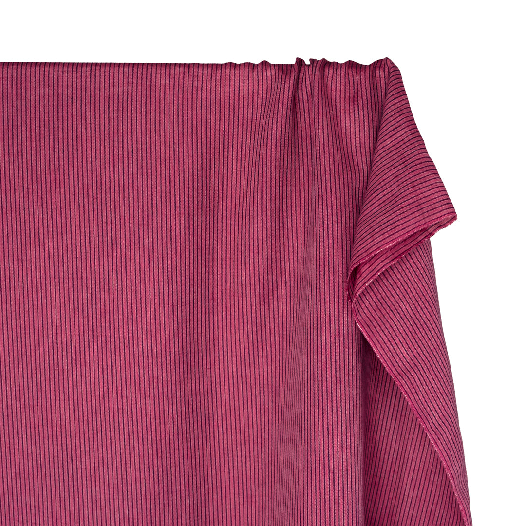 Stripe Yarn Dyed Linen Cotton - Mixed Berry | Blackbird Fabrics