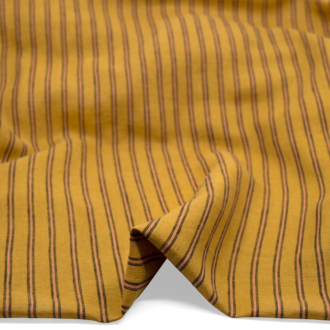 Stripe Yarn Dyed Linen Cotton - Amber Glow | Blackbird Fabrics