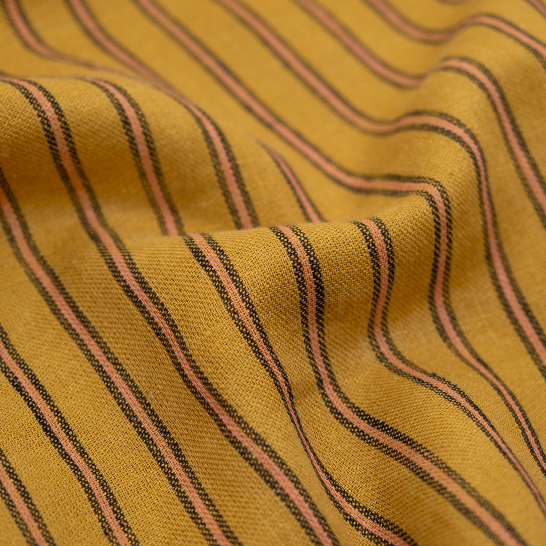 Stripe Yarn Dyed Linen Cotton - Amber Glow | Blackbird Fabrics