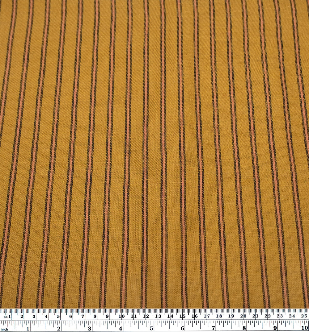 Stripe Yarn Dyed Linen Cotton - Amber Glow | Blackbird Fabrics