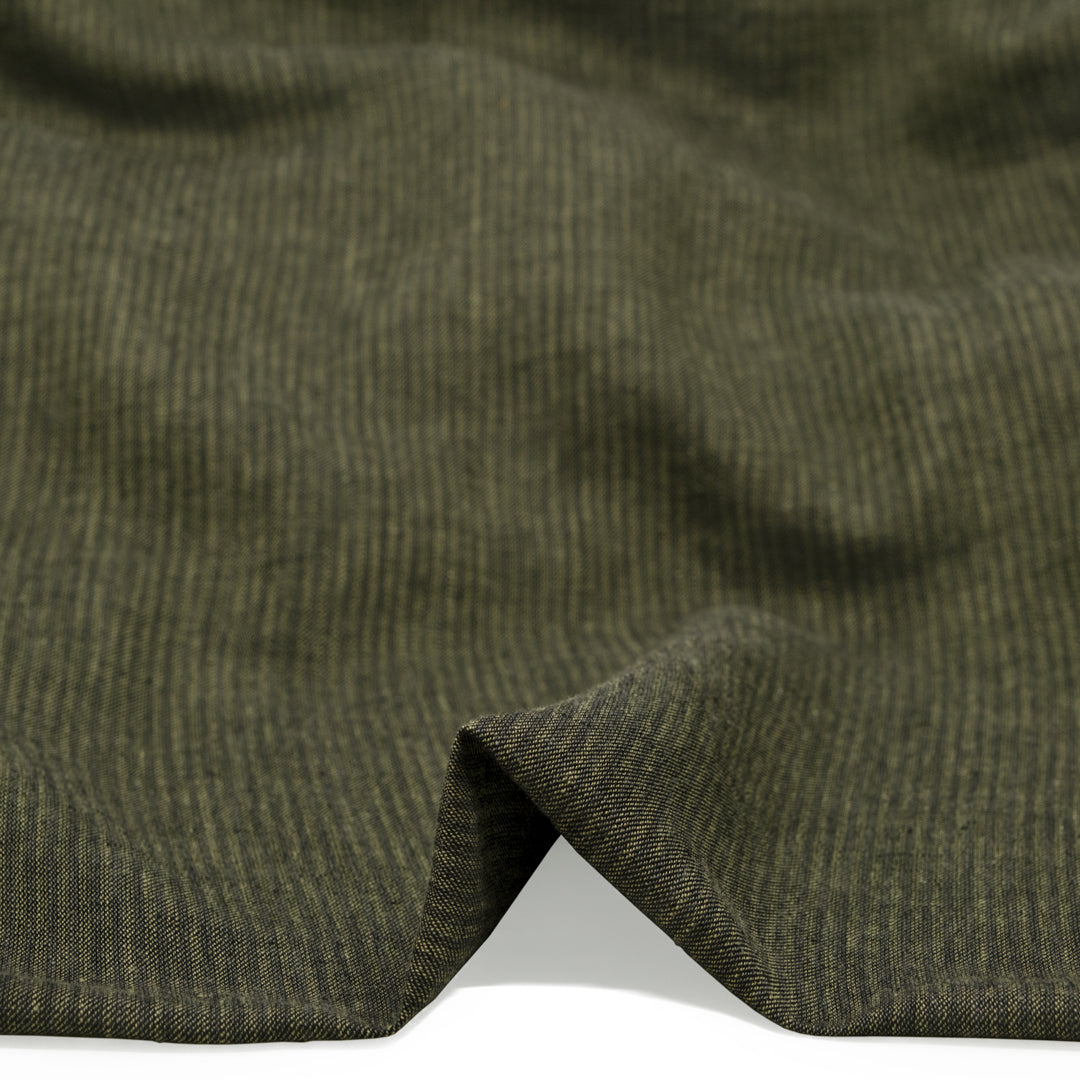 Pinstripe Yarn Dyed Linen Cotton - Willow | Blackbird Fabrics