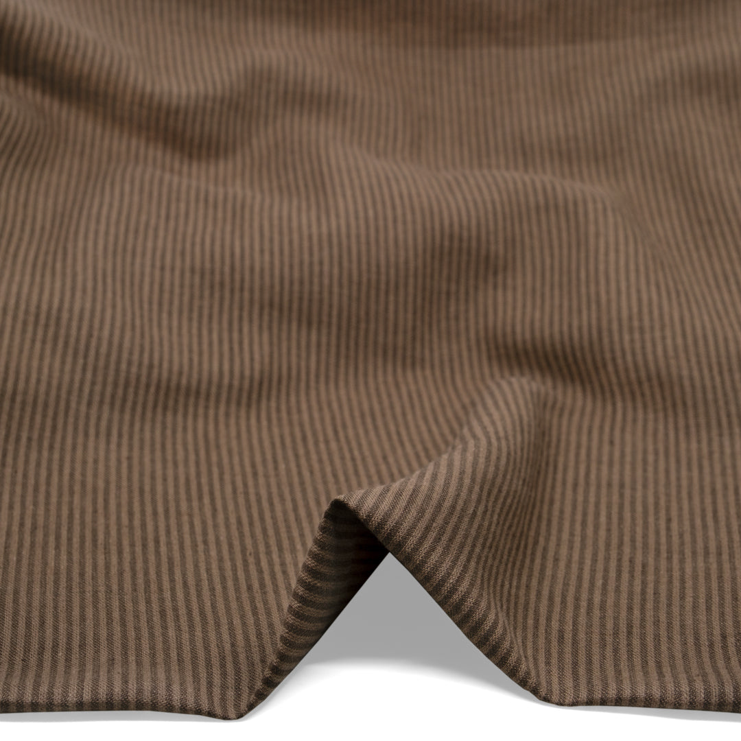 Pinstripe Yarn Dyed Linen Cotton - Mushroom | Blackbird Fabrics