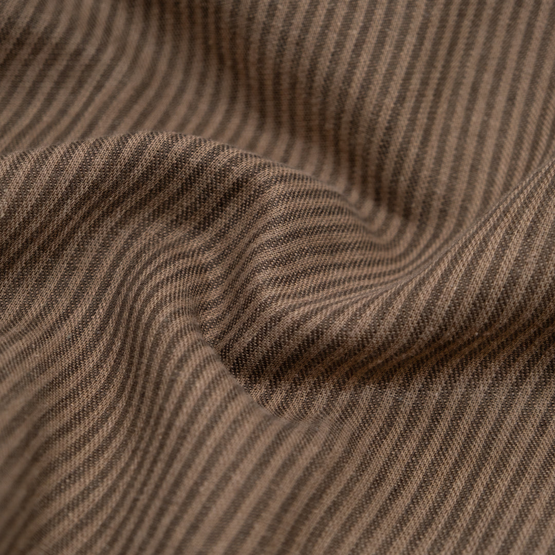 Pinstripe Yarn Dyed Linen Cotton - Mushroom | Blackbird Fabrics