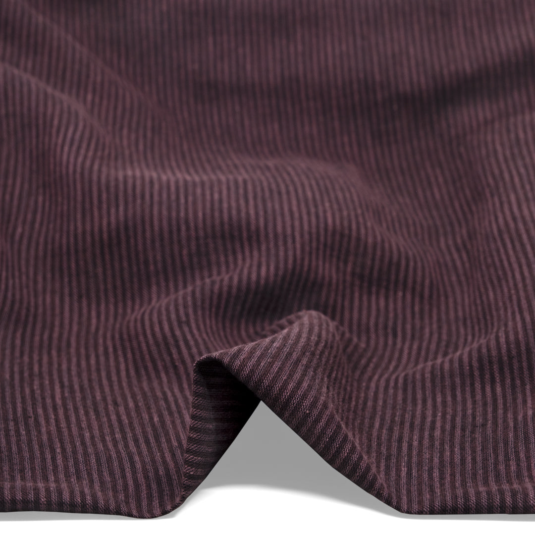 Pinstripe Yarn Dyed Linen Cotton - Boysenberry | Blackbird Fabrics